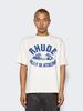 Camiseta unisex holgada informal de manga corta con estampado de logotipo retro de RHUDE para primavera y verano de 2024