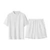 Camisa de Manga Corta con Diseño de Media Botonadura Verano 2026 Pantalones Casuales de Color Sólido Conjunto de Ropa a la Moda Retro Americano