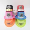 Directo de Fábrica Polvo Dorado Fluorescente Sombrero de Copa Impreso Feliz Año Nuevo Sombrero de Plástico Moda Fiesta de Año Nuevo Logo Personalizado