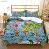 Exportación Transfronteriza Juego de Cama Tres Piezas Dibujos Animados Lindo Dinosaurio Impresión Digital 3D Sábanas Funda Nórdica Dropshipping