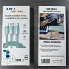Cabo de Dados Transparente Gradiente Cristal de Gelo de Carregamento Rápido 100W Um para Três Adequado para Apple, Huawei e Android Cabo de Carregamento Três em Um