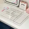 Caja de almacenamiento transparente para escritorio, organizador de cosméticos, caja pequeña, caja de almacenamiento para papelería de dormitorio, caja de almacenamiento apilable y combinable