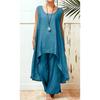Traje de moda primavera-verano 2024 para mujer, ropa deportiva informal sin mangas, top asimétrico, pantalones holgados de 2 piezas