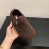 Zapatos Birkenberg con suela gruesa y forro de felpa para otoño e invierno zapatos de mujer 2024 nuevos versátiles cálidos zapatos de algodón peludos zapatos Birkenberg de una sola capa