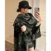 Xale Folha de Ginkgo Estilo Chinês Novo Retrô para Mulheres, Manto Quente Estilo Chinês Novo Outono e Inverno Capa de Viagem