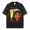 Cross-border americano retro KOBE Kobe impresso manga curta t-shirt lavado velho manga comprida solto capuz camisola atacado