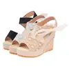 Sandalias de Cuña Transfronterizas Nuevas para Mujer Verano 2021 Moda Versátiles con Cordones Sandalias de Punta Descubierta para Mujer Zapatos para Mujer