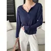 Sisann Otoño Nueva Colección Relajado Escote en V Suelto Adelgazante Casual Versátil Camiseta de Manga Larga SN9307