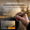 Set de Plumas de Pintura para Reparación de Lápidas, Pluma de Restauración para Grabado en Piedra Impermeable y Resistente a la Intemperie, Restauración de Trazado Dorado para Monumentos de Cementerio