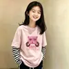 Camiseta Manga Longa Patchwork para Meninas, Algodão Puro, Nova Moda Outono 2026 Estilo Primavera-Outono Top Infantil, Camiseta Básica para Meninas