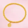 Pulsera con Colgante Redondo de Fortuna Chapado en Oro Vietnamita, Joyería para Hombres y Mujeres, Popular en Redes Sociales, Mayoreo