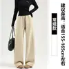 Calça banana casual cinza estilo coreano de cintura baixa com estampa de bambu para mulheres, nova coleção outono/inverno 2026, forrada com fleece para aquecimento, design de perna larga