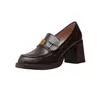 Zapatos de Mujer de Tacón Alto Nuevos Primavera y Otoño 2026 Mocasines Camelia Estilo Británico para Mujer Zapatos Individuales Antideslizantes de Suela Gruesa Gama Alta