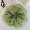 ¡Súper favorecedor! Goma para el pelo de Organza Verde Aguacate de Doble Capa para Mujer, Accesorio Sencillo y Elegante para el Cabello