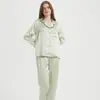 Pijama de Seda para Mujer Traje de Dos Piezas de Manga Larga para Primavera y Verano 100% Seda de Morera Nuevo Conjunto de Verano Ropa de Casa
