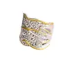 Venta Caliente Transfronteriza Anillo Método Antiguo Alta Calidad Lujo Ligero para Hombres y Mujeres Moda Versátil Envoltorio de Diamante Dorado Multicapa Dos Tonos