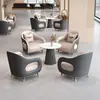 Juego de Mesa de Negociación para Oficina de Ventas Moderno de Lujo Ligero con una Mesa Redonda y Cuatro Sillas, Combinación de Mesa y Sillas para Recepción y Reuniones