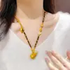 Collar Colgante de Calabaza con Bolsita de Piedra Ojo de Tigre Natural y Arena Dorada para Mujer, Cadena Larga para Suéter, Estilo de Lujo Ligero de Verano de Alta Gama