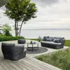 Conjunto de Sofá de Rattan para Lazer ao Ar Livre para Pátio e Jardim, Impermeável e Resistente ao Sol, com Trançado de Rattan para Varanda, Inclui Mesa de Centro