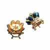 Accesorios de aleación de esmalte cloisonné azul cocido imitación estilo antiguo pabellón corona de pelo diy accesorios para tocado tocado de novia diy aleación