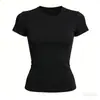 Camiseta Blanca Pura de Manga Corta con Hombro Normal para Mujer, Manga Corta Blanca Estilo Nuevo de Verano 2026, Corte Ajustado, Top Sencillo y Versátil