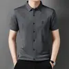 Fábrica Direta Camisa de Seda de Gelo Masculina Verão Manga Curta Casual Antirrugas Não Passa Gelo Sem Costura Manga Curta Branco