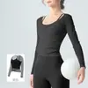 Roupa de Treino Profissional de Pilates Yoga para Mulheres, Manga Longa Transparente Proteção Solar Secagem Rápida Alta Elasticidade Respirável Top para Academia Corrida