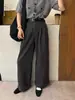 [Preço Especial Sem Devoluções Sem Trocas] T-PLATFORM 2026 Inverno Lã Estilo Coreano Casual Calça de Perna Larga Feminino 12128-3