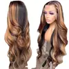 Peruca feminina europeia e americana peruca de cabelo longo cacheado cor piano touca de renda mechas peruca de renda 13*4