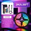 Fita de LED RGB sete cores para atmosfera, alimentada por USB, controle remoto via aplicativo Bluetooth, luz decorativa multi-cena