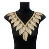 Base Blanca con Decoración de Cuello Bordada Floral Dorada, Ropa con Diseño de Patrón Tridimensional Europeo y Americano, Accesorios Hechos a Mano para DIY