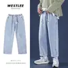 Jeans de Cintura Elástica Verano Calle de Moda Marca Trendy Pantalones Cortos Estilo Hong Kong Ins Pantalones Largos Jeans Sueltos para Hombre