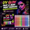 Canetas de Pintura Coloridas Fluorescentes UV Wow Conjunto de Canetas Marcadoras com 12 Cores Canetas de Maquiagem para Festa de Halloween Canetas para Graffiti de Pintura Corporal
