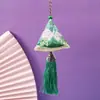 Bolsita del Festival del Bote del Dragón, Bolsita Triangular de Borla para Zongzi Estilo Chino Tradicional Bordada a Mano, Bolsita de Artemisa para Bendiciones, Bolsa Portátil