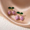 Pendientes de Fresa con Goteo de Aceite de Venta Caliente Transfronterizos, Serie de Frutas de Acero Inoxidable de Lujo Ligero y Gama Alta, Pendientes Dulces y Lindos