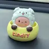 Enfeites Criativos Fofos de Animais com Cabeça que Mexe para Carro Desenhos Animados Animais de Estimação Fofos Acessórios de Interior de Carro Enfeites Decorativos para Console Central de Carro Feminino
