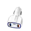 Cargador de coche inteligente transfronterizo de uno a tres cabezales de carga rápida tipo C QC3.0 cabezal de carga USB PD multipuerto para coche