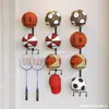 Estante de almacenamiento de baloncesto sin perforaciones para el hogar, montado en la pared, soporte para raquetas de bádminton, fútbol, voleibol, estante de almacenamiento de pelotas