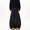 Jeans Retro Americano de Perna Larga Scimitar para Homens, Tendência Outono e Inverno Calças Retas Largas Casuais Cruzadas