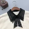 Renda Estilo Casual Versátil Borboleta Gola Falsa Simples Preto e Branco Outono e Inverno Gola de Renda Branca Moderna para Mulheres