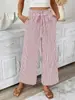 Moda Feminina Europeia e Americana Cross-Border Nova Primavera/Verão 2026 Site Independente Amazon Calça Casual Elegante de Listras Corte Reto para Mulheres