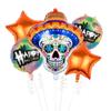 Nuevo Halloween Pieza de Cinco Cabeza de Calabaza Fantasma Gato Negro Globo de Película de Aluminio Venta al por Mayor Fiesta Decoración de Fiesta