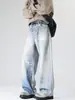 Ropa para Hombre Maple House / Novedad Primavera y Otoño Pantalones de Mezclilla Quemada Holgados de Moda para Hombre Pantalones de Pierna Ancha Estilo Americano High Street Sal