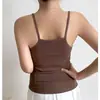 Camisola sin costuras talla grande con tirantes finos para mujer, adecuada para usar como prenda exterior, con sujetador de copa incorporada, se puede usar sola como un top moderno