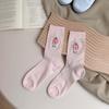 Calcetines finos de primavera y verano con estampado de oso de dibujos animados, de malla transpirable, color macarrón, calcetines de tubo, calcetines japoneses lindos para mujer