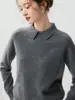 Suéter de cachemira con cuello polo, nueva colección otoño/invierno 2026, capa base versátil para mujer, corte holgado, efecto adelgazante, suéter cálido, fácil de combinar