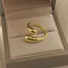 @Procesando: Productos de cobre, anillo abierto redondo con forma de lágrima minimalista y exquisito coreano, único y versátil, estilo de lujo ligero