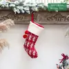 Nuevas decoraciones navideñas, calcetines navideños tejidos, calcetines de lana, bolsa de regalo de alce rojo y blanco, bolsa de regalo para niños