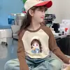 Camada Base Estilosa para Meninas Versátil Veludo Alemão Nova Roupa Outono/Inverno Bebê Raglan Manga Longa Blusa Camiseta Menina Bebê