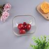 Cuenco de vidrio con borde dorado, cuenco de vidrio cuadrado con patrón de martillo creativo japonés para ensalada, juego de cuencos cuadrados para el hogar, vajilla de vidrio